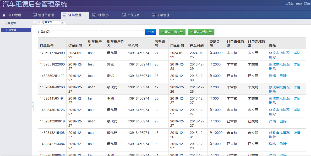 基于SpringBoot的汽车租聘管理系统